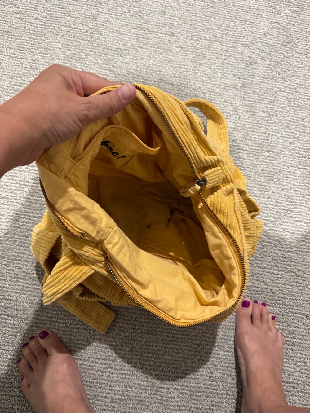 Free People Mustard Yellow Corduroy Shoulder Bag - Picture 4 of 4